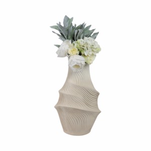 Vaso moderno intrecciato in poliresina per fiori, decorazione per soggiorno, tavolo consolle, ufficio. - Product Image 2