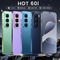 Téléphone mobile Android HOT60 Pro en bleu ombre, processeur Snapdragon 8 Gen4, LTE, écran AMOLED 144 Hz, charge rapide 120 W pour le jeu