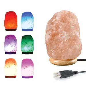 Gratis Monster 1-2Kg Roze Wit Meerdere Custom Kleuren Kantoor Thuis Natuurlijke Led Crystal Usb Himalaya Zout Lamp