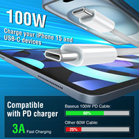 Cable USB C a C de Nailon Trenzado de 1M (3 pies) con Carga Rápida de 100W y Transferencia de Datos de 10Gbps para Laptop, iPhone y Samsung, Compatible con Video 4K