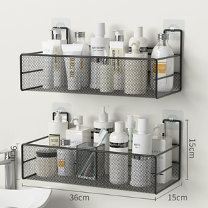 Venta caliente autoadhesivo montaje en pared ducha Caddy estante de almacenamiento estantes de baño de Metal no requiere perforación esquina ducha Caddy - Product Image 1