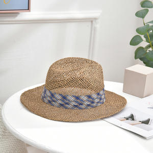 JAKIJAYI Chapeau de Panama en paille de jonc de mer unisexe de haute qualité Chapeau de plage populaire à large bord Prix compétitif Chapeau de soleil pour hommes femmes - Product Image 4
