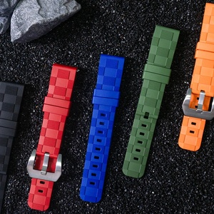 Jettda Christmas Royal Blue Plaid <strong>PAM</strong> 20mm 22mm Watch Band Quick Release Spring Bar Pre-V <strong>Buckle</strong> Fkm Rubber Watch Strap - Product Image 4