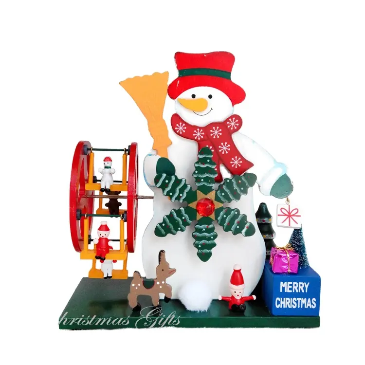 Artesanato madeira caixa de música de Papai Noel boneco de neve Natal decoração suprimentos ornamentos