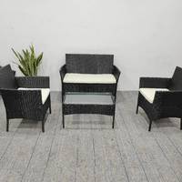 Ensemble de 4 pièces de meubles de patio en gros d'usine, chaise en rotin d'extérieur, canapé et table en osier pour la cour