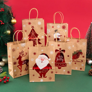 Christmas Themed Candy Kraft Paper <strong>Bag</strong> Golden Deer Snow Handheld <strong>Bag</strong> Christmas Eve <strong>Party</strong> Gift Kraft Paper Gift <strong>Bags</strong> - Product Image 1