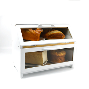 Large Container White Kitchen Large Bread Box Double Layer Bread Storage Container With Clear Windows