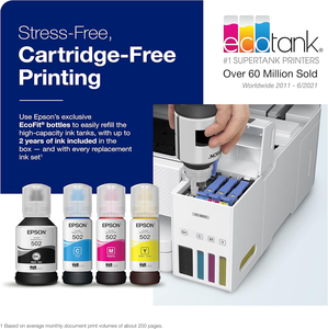 Ep son EcoTank ET-4850 Wireless <b>All</b>-<b>in</b>-<b>One</b> Cartridge-Free Supertank <b>Printer</b> with Scanner, Copier, Fax, ADF and Ethernet - Product Image 3