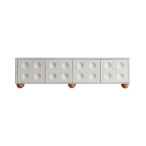 Mueble de TV Estilo Francés Color Crema, Minimalista, de Pie, Diseño Retro, Mueble de Almacenamiento para Sala de Estar - Product Image 3
