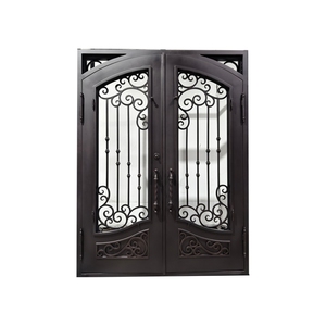 Pintu gerbang besi foto besi Modern desain pintu tunggal eksterior rumah hitam ganda gaya Perancis katalog pintu besi - Product Image 2