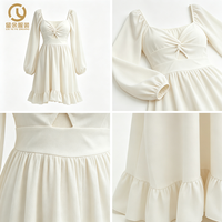 20626 Nouvelle Robe d'Automne Tendance en Mousseline de Soie Évidée à Manches Longues, Robes Élégantes Personnalisées pour Femmes, Vêtements Féminins
