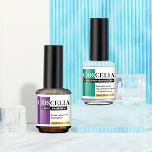 Conjunto de primer e desidratador para unhas sem ácido, logotipo personalizado, base de esmalte de gel UV, conjunto de primer para secar o ar, sem necessidade de lâmpada para unhas