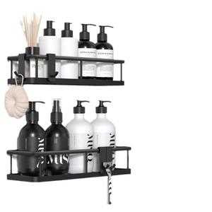 Estante de Almacenamiento para Esquina de Baño, Juego de 5 Piezas, Montado en la Pared, Negro, Organizador de Ducha Resistente, Estantes para Baño - Product Image 5