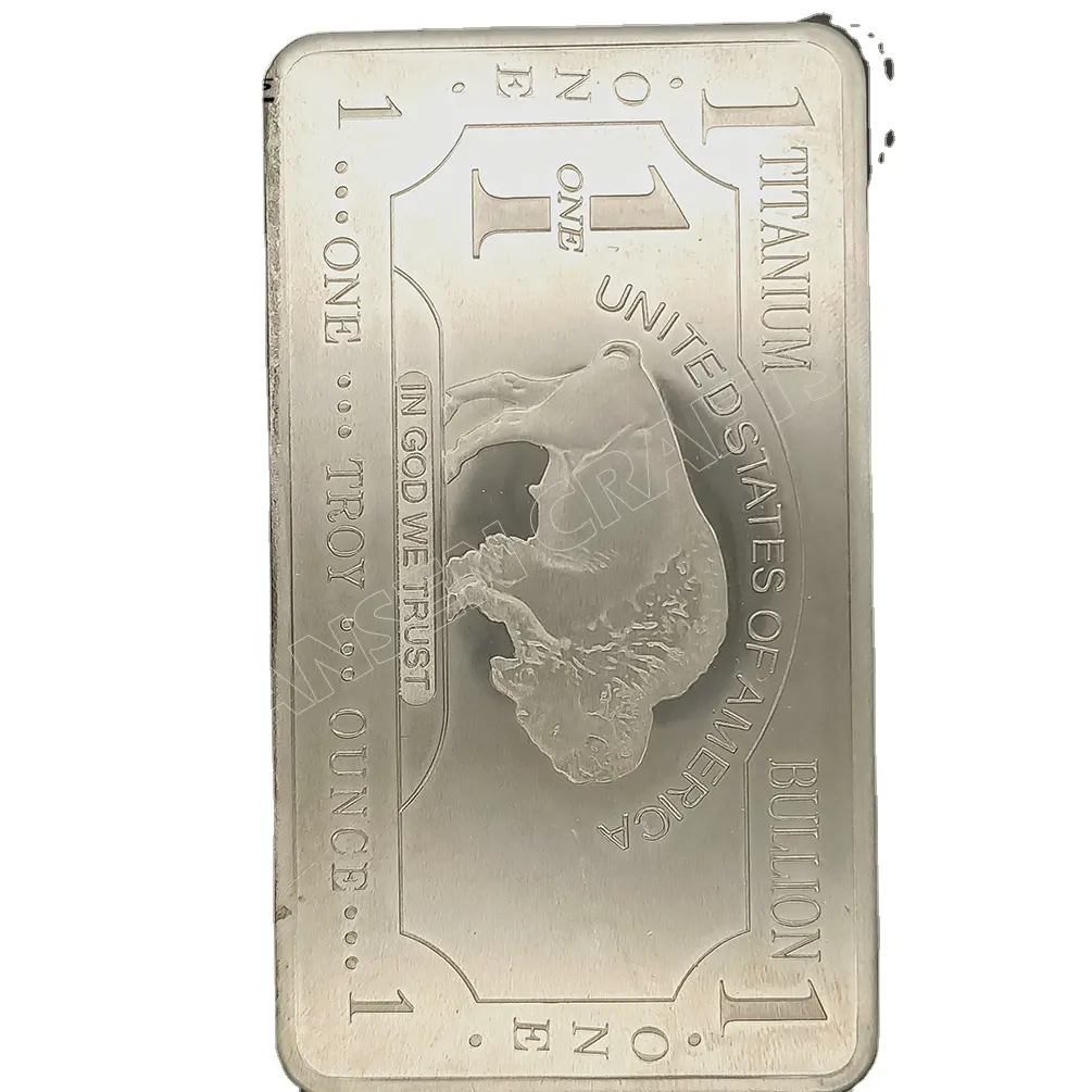 Hochreine 99,9% Großhandel Fein 1 Troy Oz Stempel 1 Unze USA Buffalo Titanium Bar Barren mit einer Kapsel für Museum Display