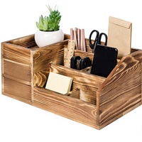 Organisateur de bureau en bois rustique Liry à 2 niveaux, avec plusieurs compartiments, pour le rangement de maquillage et de bijoux, pour la maison et le bureau