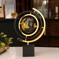 Ornement de globe en marbre de luxe moderne pour la maison, le bureau et le salon, décoration de table artisanale en métal doré