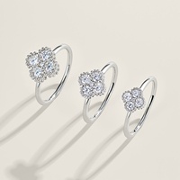 Bague en grappe de trèfles à quatre feuilles, bijoux fins, argent de haute qualité, bague minimaliste, moissanite VVS1 certifiée GRA, bague tendance