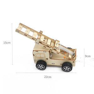 Modèle de camion de pompiers mécanique 3D, kit de construction en contreplaqué de bouleau naturel, outil d'apprentissage Montessori, laboratoire de robotique robuste pour juniors - Product Image 3