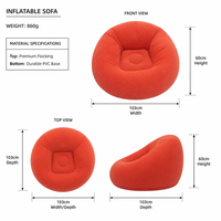 Fauteuil gonflable individuel floqué, pliable, en PVC épaissi, type pouf, idéal pour se détendre et dormir