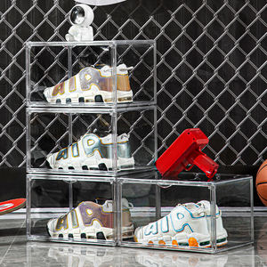Clear Acrylic Wholesale Sneaker Box <strong>Uk</strong> Magnetic Custom logo Drop Front Transparent <strong>Shoe</strong> Box Storage Stackable <strong>Shoe</strong> case - Product Image 1