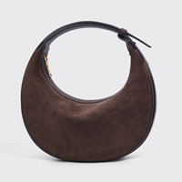 Sac Demi-Lune en Cuir PU avec Fermeture Éclair, Bandoulière Réglable, Tendance Décontractée, Porté Épaule ou Croisé