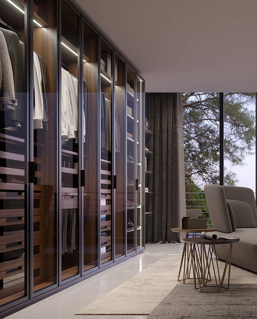 Luxury Home Modern Aluminum Glass Walk in Closet Design