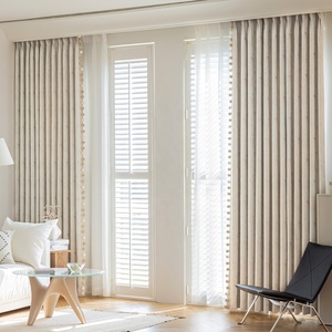 ZSTARR Custom lusso Beige <span class=keywords><strong>tende</strong></span> solide ad alta ombreggiatura tessuto floreale <span class=keywords><strong>con</strong></span> pon pon Ball per le finestre del soggiorno - Product Image 1