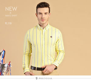 Camisa de <span class=keywords><strong>Hombre</strong></span> 100% Algodón, Camisa de Manga Larga a Cuadros, Camisas Polo con Diseño Bordado - Product Image 5