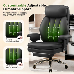 Chaise de <span class=keywords><strong>bureau</strong></span> exécutive ergonomique en cuir PU noir de qualité supérieure, chaise de patron inclinable en cuir avec support lombaire pneumatique, chaise de <span class=keywords><strong>bureau</strong></span> - Product Image 2