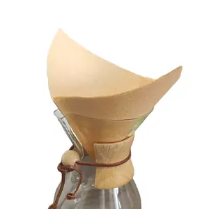 Fabriekslevering 30*30Cm Voorgevouwen Wit En Bruin 3-6 Kopjes Koffiepapierfilters Zonder Kleefstoffen