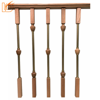 Balustre d'escalier carré décoré de luxe minimaliste moderne de haute qualité en bois et cuivre de 35 mm pour rampe intérieure