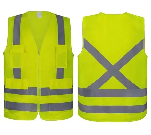 Sicherheits jacke Konstruktion Hochs ichtbare Arbeit Reflektierende Kleidung Signal Sicherheits ausrüstung Reflektierende Weste Anpassbares Logo