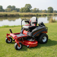 Tondeuse à gazon électrique moderne à rayon de braquage zéro avec siège ergonomique, bac à herbe, longue durée de coupe réglable