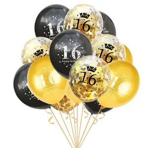 12 inch black gold one year old balloon combination 30 40 50 60 70 80 90 year old adult birthday party decoration