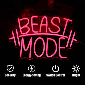 <span class=keywords><strong>Letrero</strong></span> Luminoso LED de Neón 'Beast Mode' en Rojo Rosa o Azul para Decoración de Pared, Hogar, Oficina, Gimnasio, Deportes, Fitness y Publicidad - Product Image 5