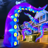Ballon gonflable en forme de patte de pieuvre pour Halloween, avec lumières LED, décoration lumineuse, ornement de jardin, jouet gonflable de dessin animé