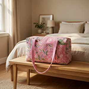 Personalized Custom Made for Floral Duffel Bags Logo Cotton Durable Lightweight Large Capacity Weekender Multifunction Travel - Product Image 4