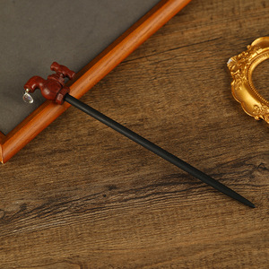 Creative faucet sandalwood hairpin, new Chinese retro style, unique and quirky sandalwood updo <b>hair</b> <b>accessory</b> - Product Image 4