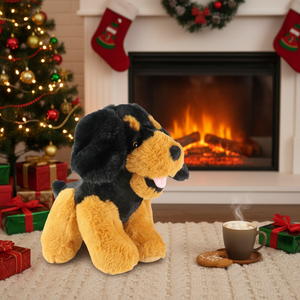 12-Inch Black Modern Stuffed <b>Dog</b> <b>Toy</b> with Digital Printing Plush Material Model NYFY-1235 MOQ 100 Multi-Occasion Gift - Product Image 3