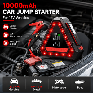 Arrancador de Coches Portátil Triangular Único de 12V con Inflador de Neumáticos, Bomba de Aire, Potenciador de Batería y Luz LED de Advertencia de Emergencia SOS - Product Image 5