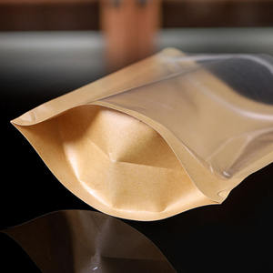 Sachet en papier kraft transparent Yin Yang avec fermeture éclair, pour café en grains, noix, dattes, fruits secs, thé et aliments, à fond plat et transparent d'un côté - Product Image 5