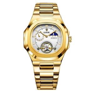 Reloj Mecánico de Lujo para Hombre, con Tourbillon, Cuadrado, de Acero Inoxidable, con Cristal, Fase Lunar, Multifunción, Edición Limitada - Product Image 1