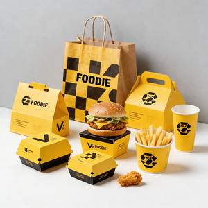 Free Design Takeaway Food Packaging Cardboard Sandwich Hamburger Packing <b>Box</b> Customized Printed Square Kraft Burger <b>Box</b> - Product Image 1
