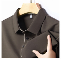 Chemise d'été pour homme en soie glacée tissée unie sans couture, décontractée et professionnelle, douce pour la peau, respirante, à col revers et manches courtes