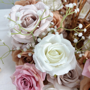 พวงหรีดดอกกุหลาบสีชมพูทำมือคุณภาพสูงจากผ้าไหม สำหรับตกแต่งงานแต่งงาน งานอีเว้นท์ และตกแต่งโต๊ะกลาง - Product Image 6