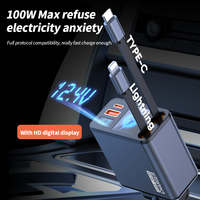 Chargeur de voiture rapide 4-en-1 BOOLA avec câble rétractable double, port Type-C, style Cyberpunk, adaptateur d'alimentation automobile 12-24V, modèle camion