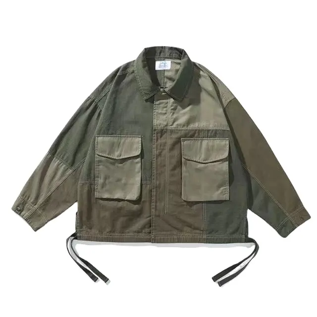 KOMAR Men Japan Streetwear Fashion Loose Casual Vintage Big Pocket Jacket For Men Stylish