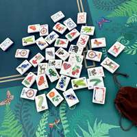 160pcs Set Ubin Mahjong Akrilik Amerika 2-Lapis Gaya Dekorasi Hutan Biru untuk Pesta Permainan Mahjong AS
