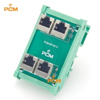 Convertisseur Ethernet vertical 4 ports RJ45 8P8C femelle pour montage sur rail DIN sur carte PCB, pour contrôle de signal Ethernet industriel