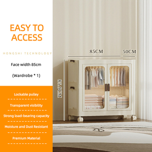 Factory Price Multilevel Plastic Folding Wardrobe <strong>Baby</strong> Clothes Side Cabinet Modern Transparent <strong>Door</strong> Dust Proof Wardrobe - Product Image 5